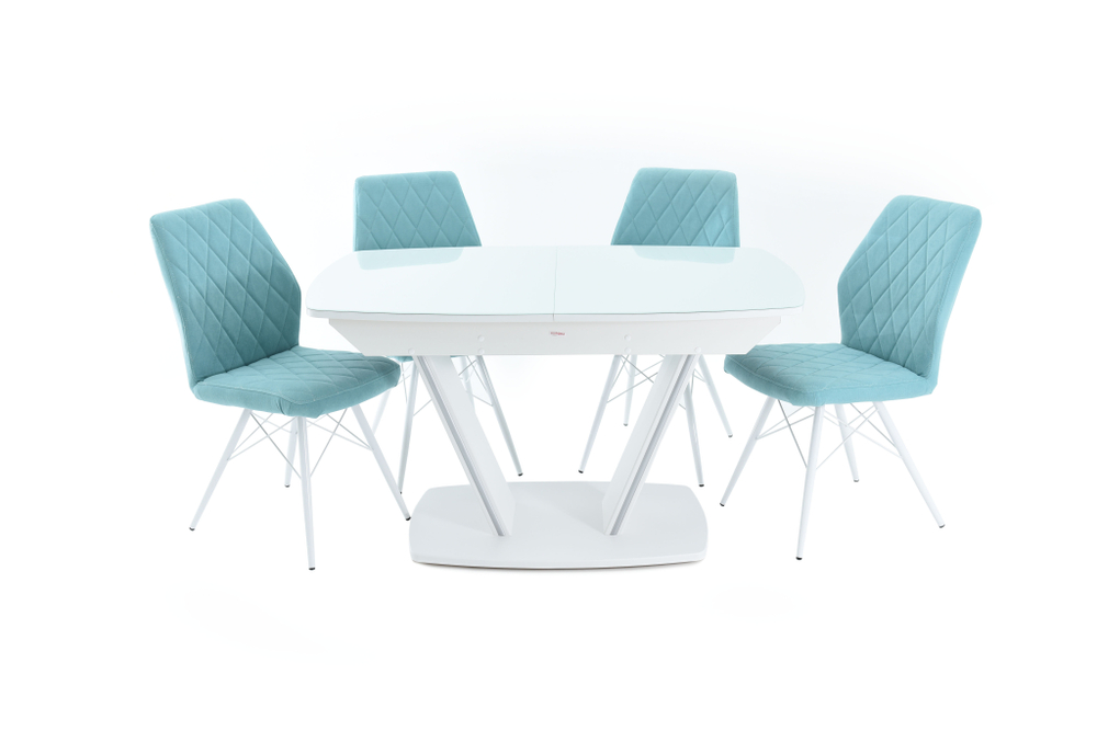 Стол Аврора Дрезден, OPTIWHITE Белый/Белый матовый шагрень