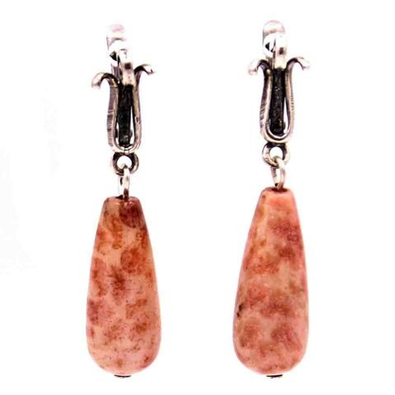 Серьги "Капли" коралл окаменелый