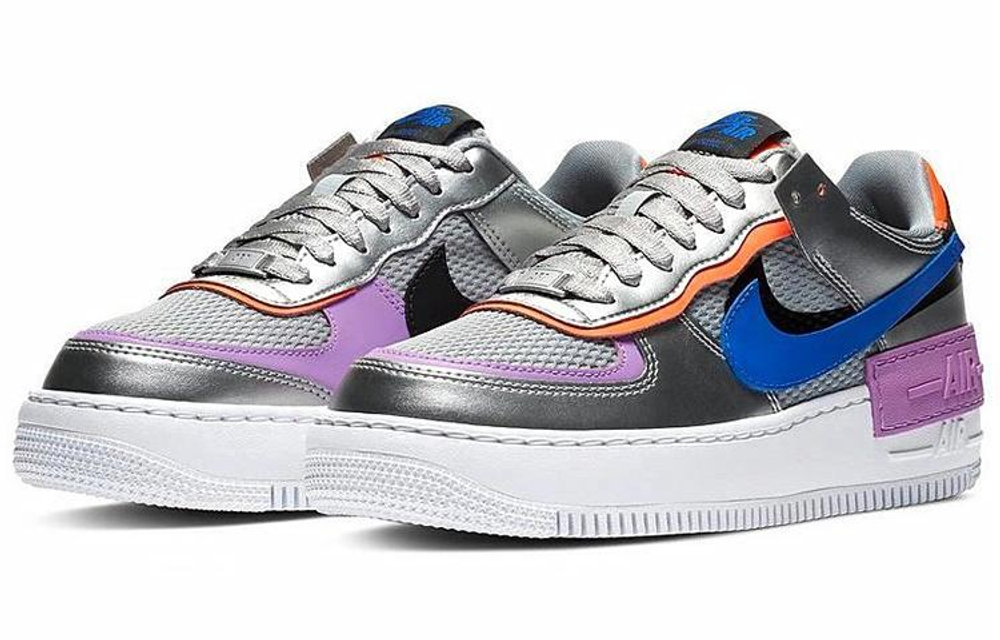 Кроссовки Nike Air Force 1 Shadow Metallic Silver (Женская размерная сетка)