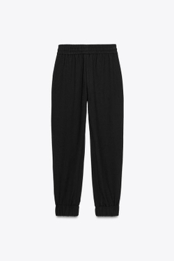 ZARA БРЮКИ С МАНЖЕТАМИ, ЧЕРНЫЙ