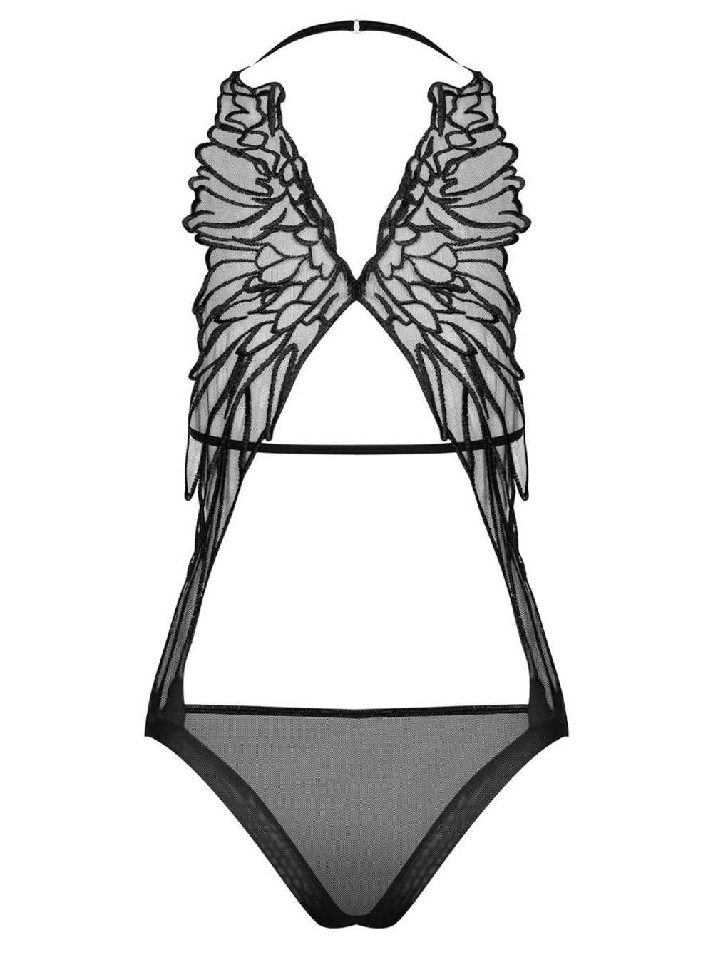 Пикантное боди Alifini с крыльями на спинке (Размер: L-XL) (Цвет: черный)