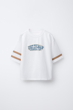 ZARA ФУТБОЛКА С НАДПИСЬЮ, ЭКРЮ