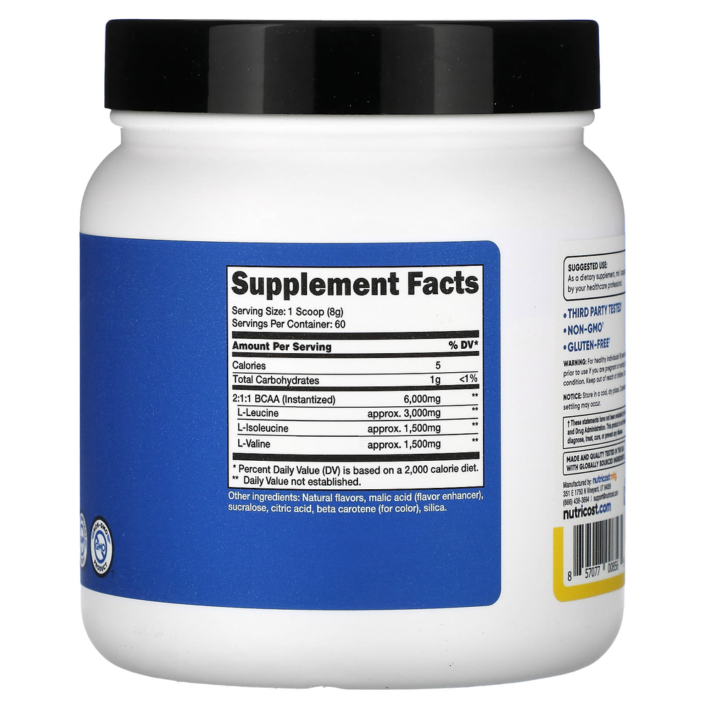 Nutricost, Performance, BCAA, со вкусом ананаса, 492 г (1,1 фунта)