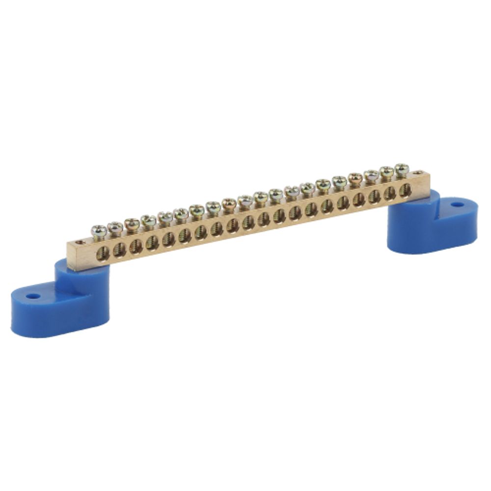 Шина ЭРА NO-222-62 N ноль на двух угловых изоляторах ШНИ-6х9-20-У2-синий | Шины N, PE, PEN