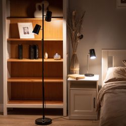 ULM-T600 2х6W-4500K-DIM BLACK Торшер напольный светодиодный. 2х6W. Сенсорный выключатель. Диммер. Черный. ТМ Uniel