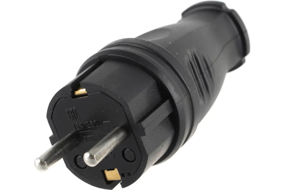 SmartBuy Вилка SBE-16-P07-R, прямая каучуковая 230В, 2P+PE, 16A, IP44