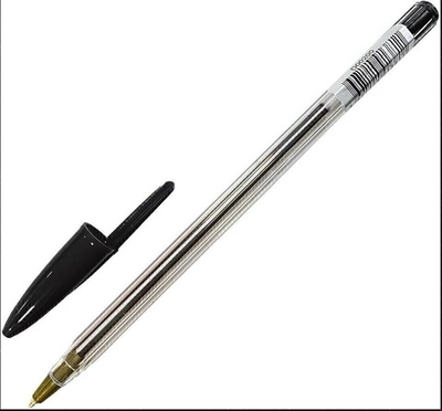 Ручка шариковая,прозр.корпус черная 1,0мм (DOLCE COSTO)