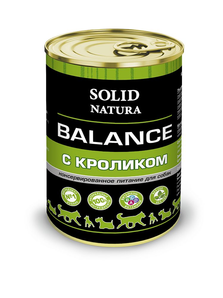 Solid Natura Balance Кролик влажный корм для собак жестяная банка 340 г