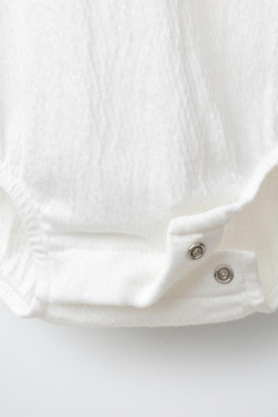 ZARA БОДИ С КРУГЛЫМ ВОРОТНИКОМ И ШВЕЙЦАРСКОЙ ВЫШИВКОЙ, ЖЕЛТОВАТО-БЕЛЫЙ