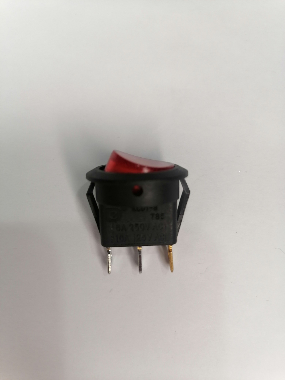 Выключатель клавишный круглый с подсветкой ON-OFF (3c) 6А 250В RWB-214 красный