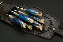 Набор шампуров "Звери Большие Премиум" в чехле из натуральной кожи