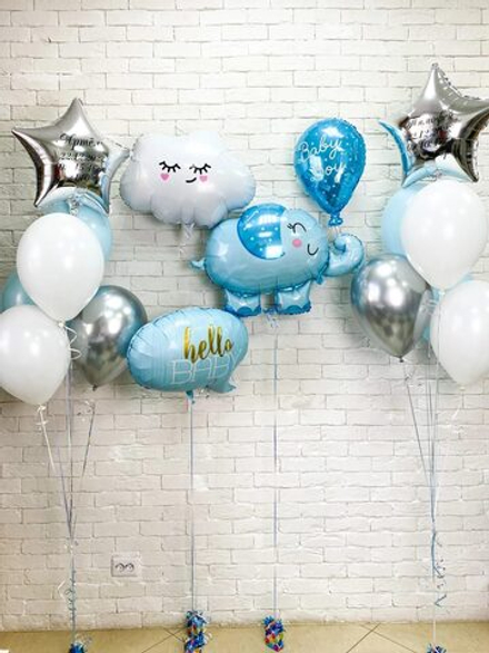 Композиция из воздушных шаров "Рождение младенца"