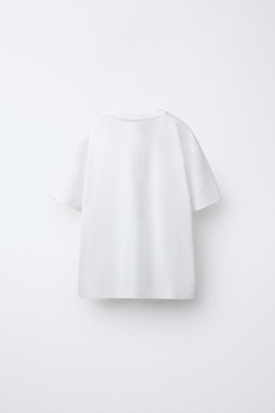 ZARA ОДНОТОННАЯ БАЗОВАЯ ФУТБОЛКА, БЕЛЫЙ