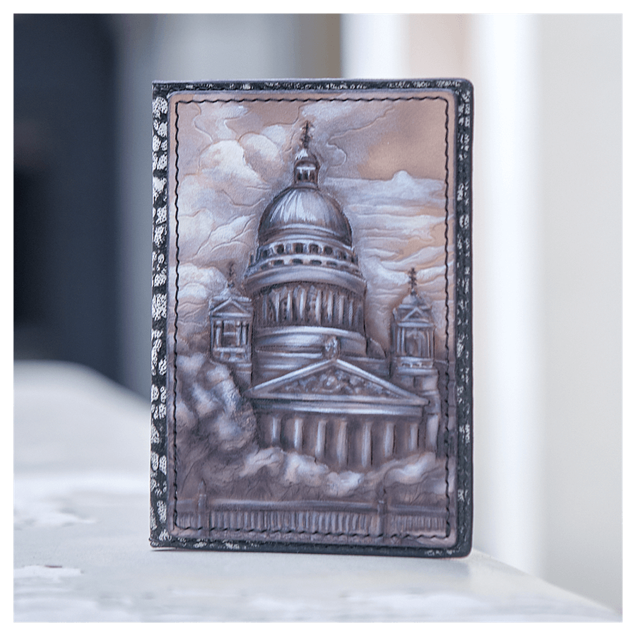 Кожаная обложка на паспорт «Городские мотивы»