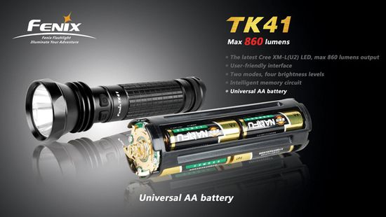 Мощный яркий светодиодный фонарь Fenix TK41 U2 860 люмен