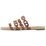 Hermes Ancone fashion and comfortable one-word slippers women's golden brown, H201147Z A3