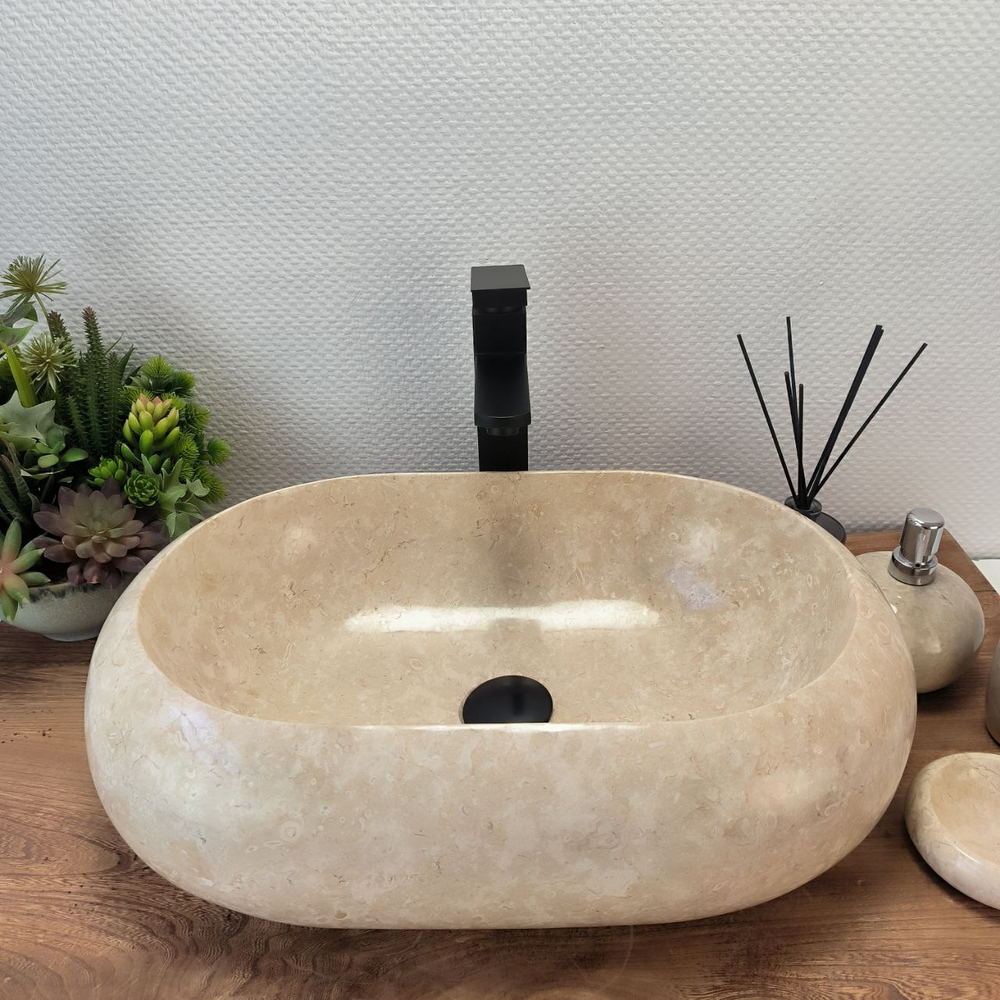 Раковина из мрамора Oval Donat Cream OM-63046 55*38*15 31