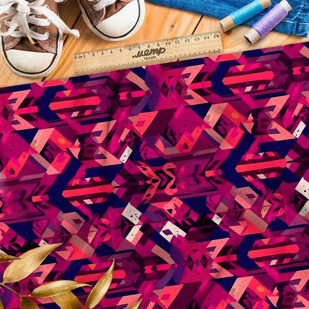 Ткань премиум сатин фантазийная мозаика