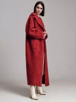 Шуба чебурашка женская из овечьей шерсти тедди, краснная, SilverFox