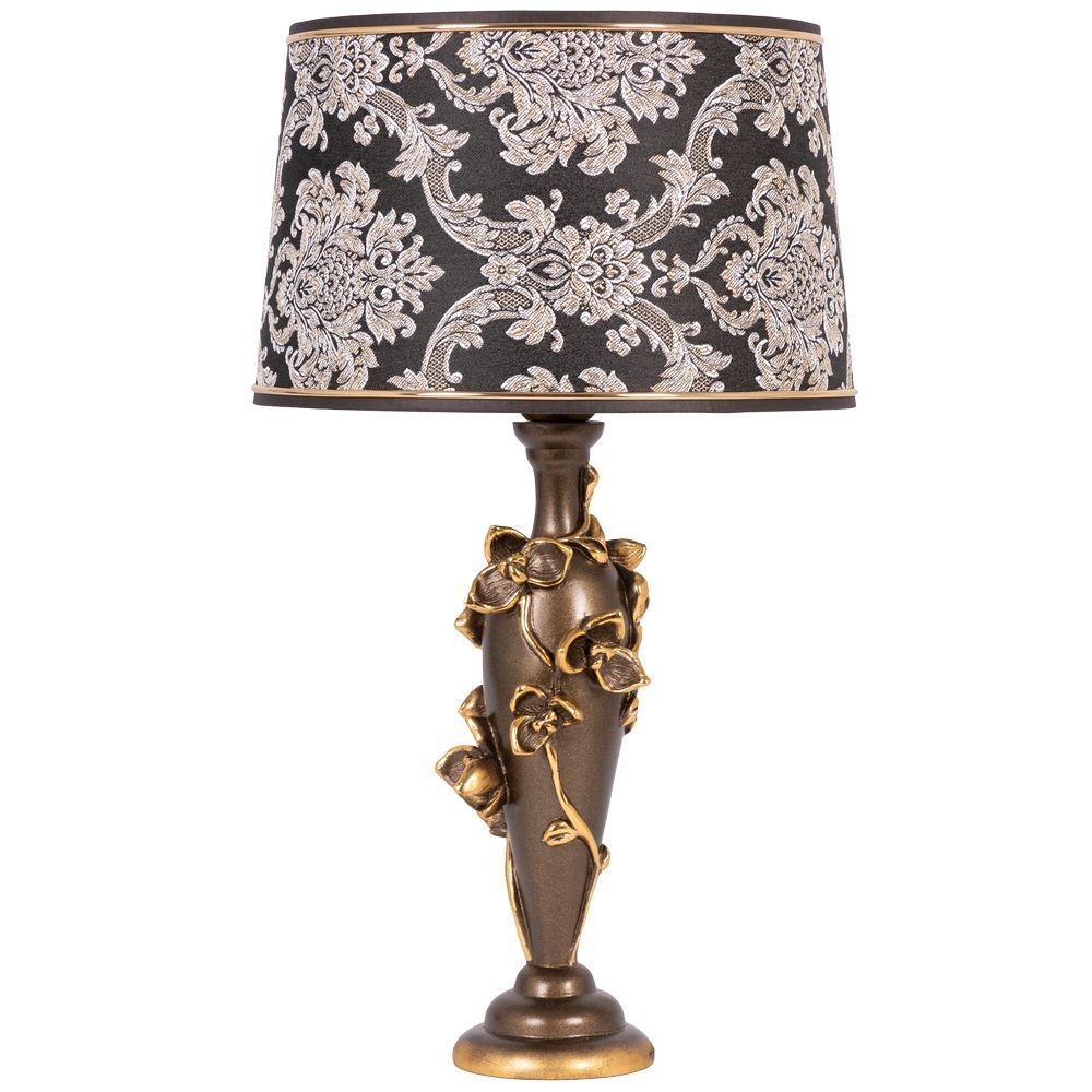 Настольная лампа Орхидея Лира Бронза с абажуром Тюссо Vatican (Ватикан) Черный