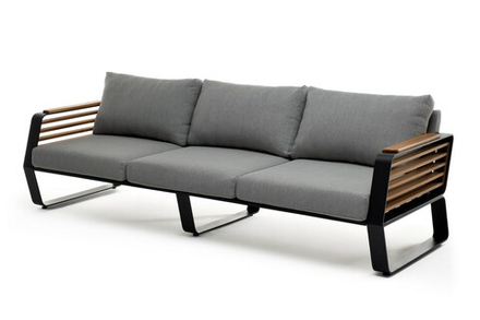 Диван из алюминия Joygarden АУРА 3-х местный темный графит, темно-серый графит, светло-серый