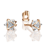 Серьги-пусеты из красного золота с фианитом