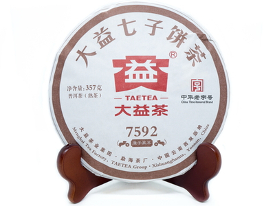 0613к Чай прессованный черный Пуэр Шу "ДАИ, 7592" ци цзы бин 357 гр