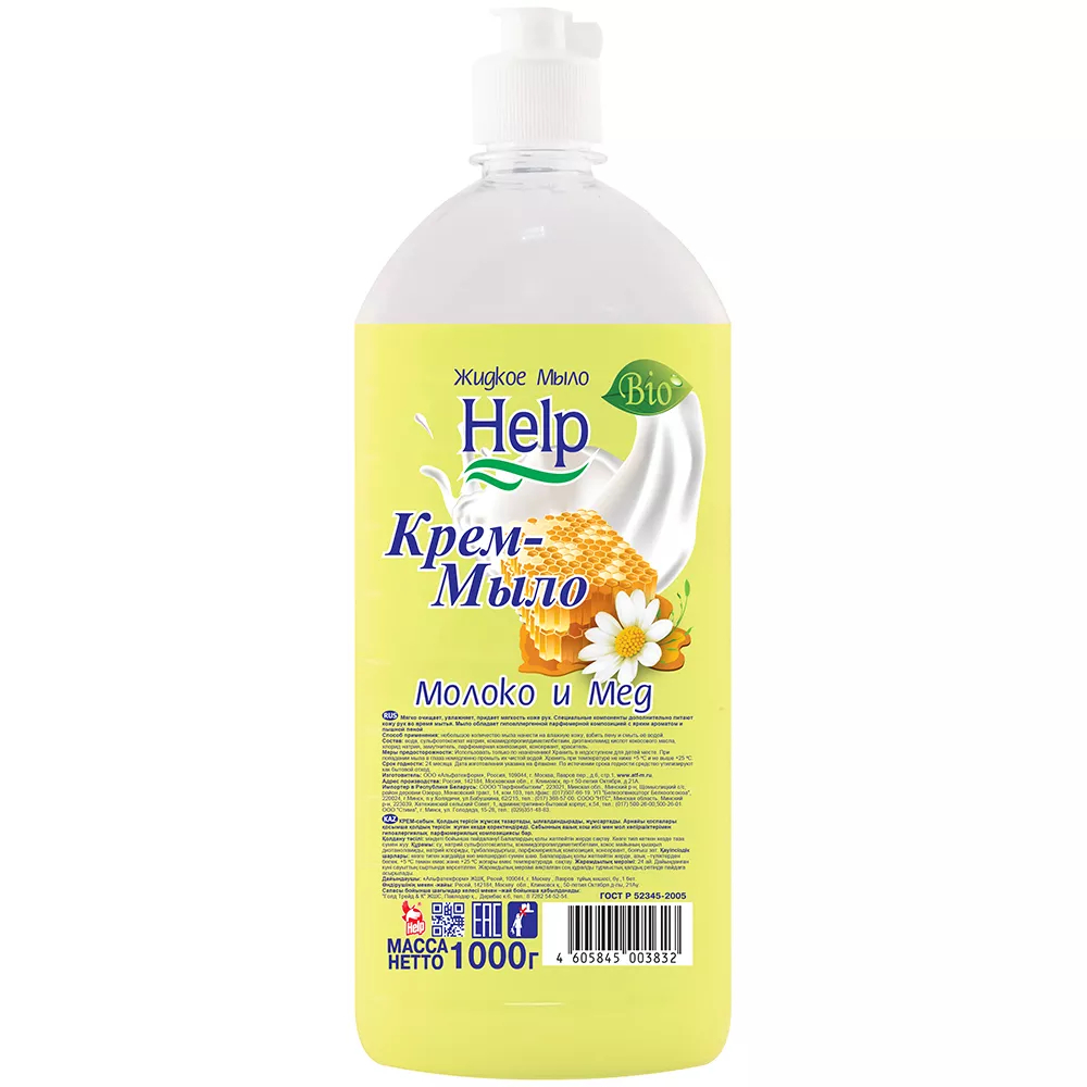 Help Жидкое мыло 1000 гр. Молоко и мед *6*12 / 144 / 720