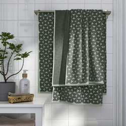 IKEA ÄNGSNEJLIKA  (ИКЕА ÄНГСНЕЙЛИКА)  -  Полотенце банное, серое/зеленое, 100x150 см
