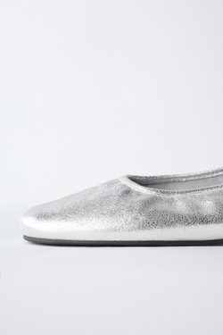 ZARA БАЛЕТКИ, СЕРЕБРИСТЫЙ