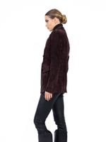 Женский бордовый кожаный жакет