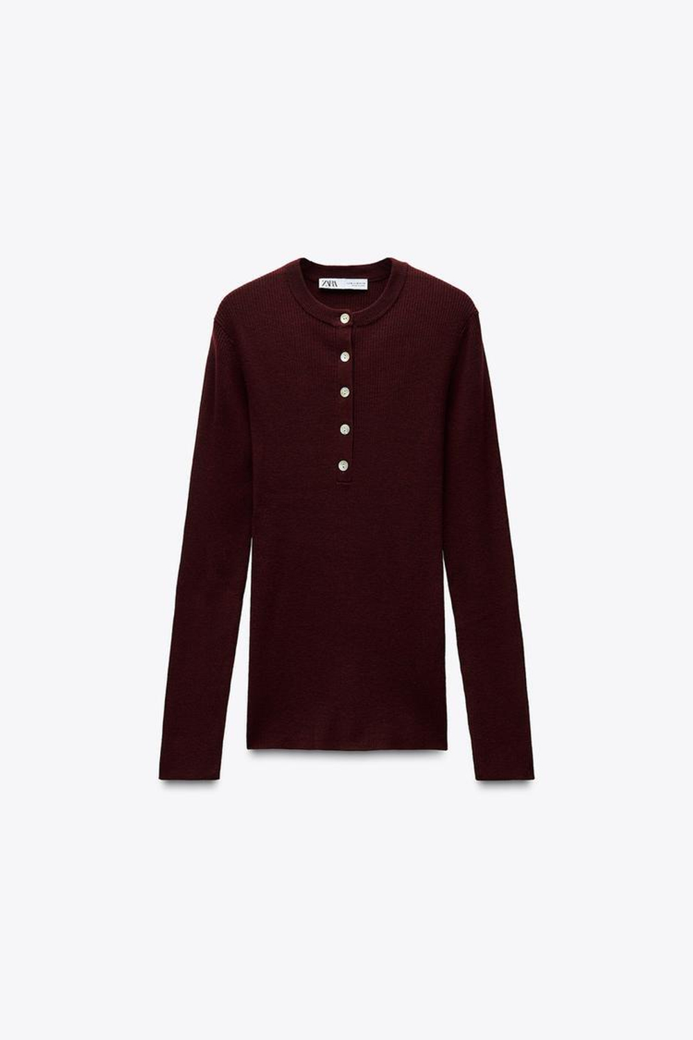 ZARA СВИТЕР ИЗ ТОНКОЙ СМЕСОВОЙ ШЕРСТИ, ЦВЕТ БУРГУНДСКОГО ВИНА