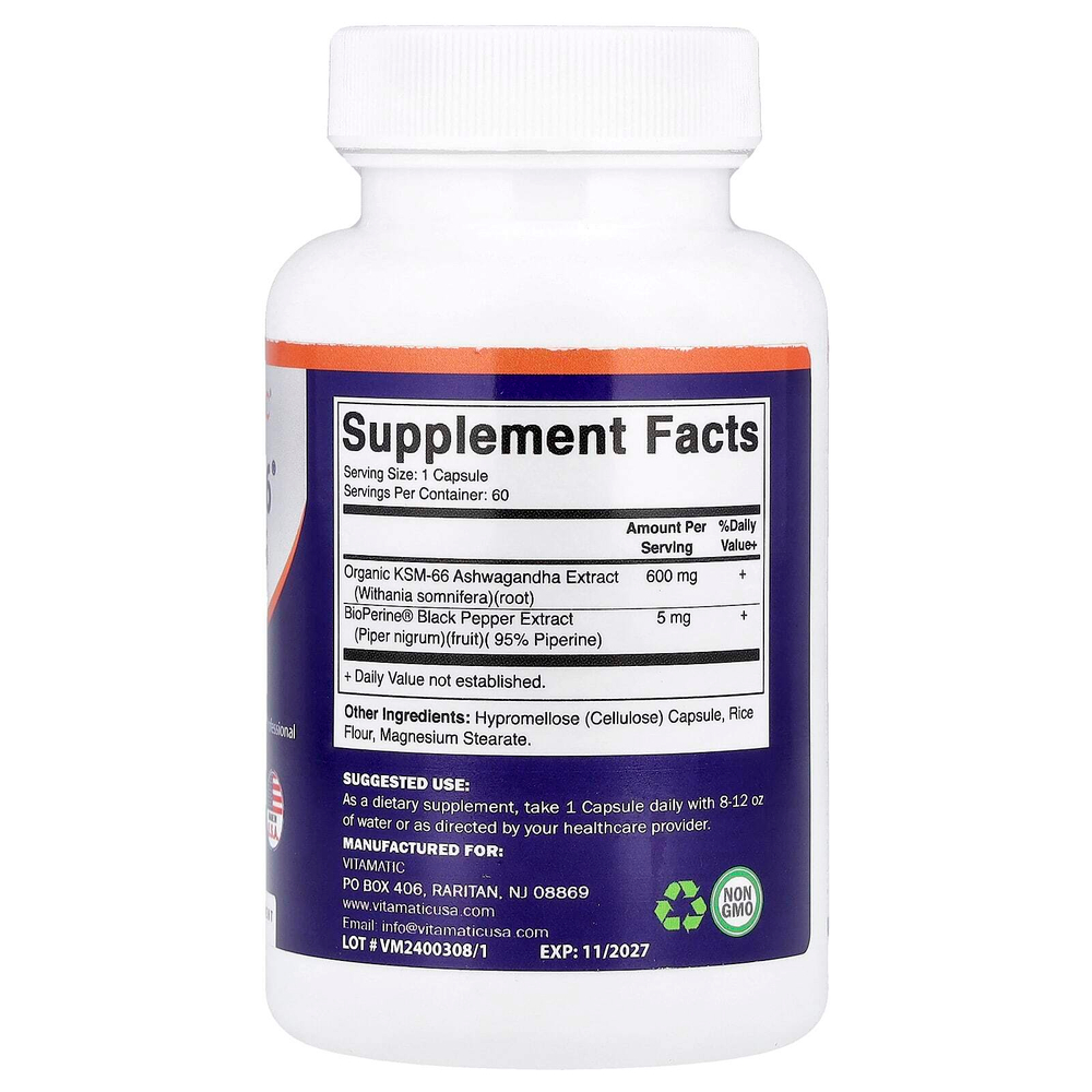 Vitamatic, KSM-66®, 60 вегетарианских капсул