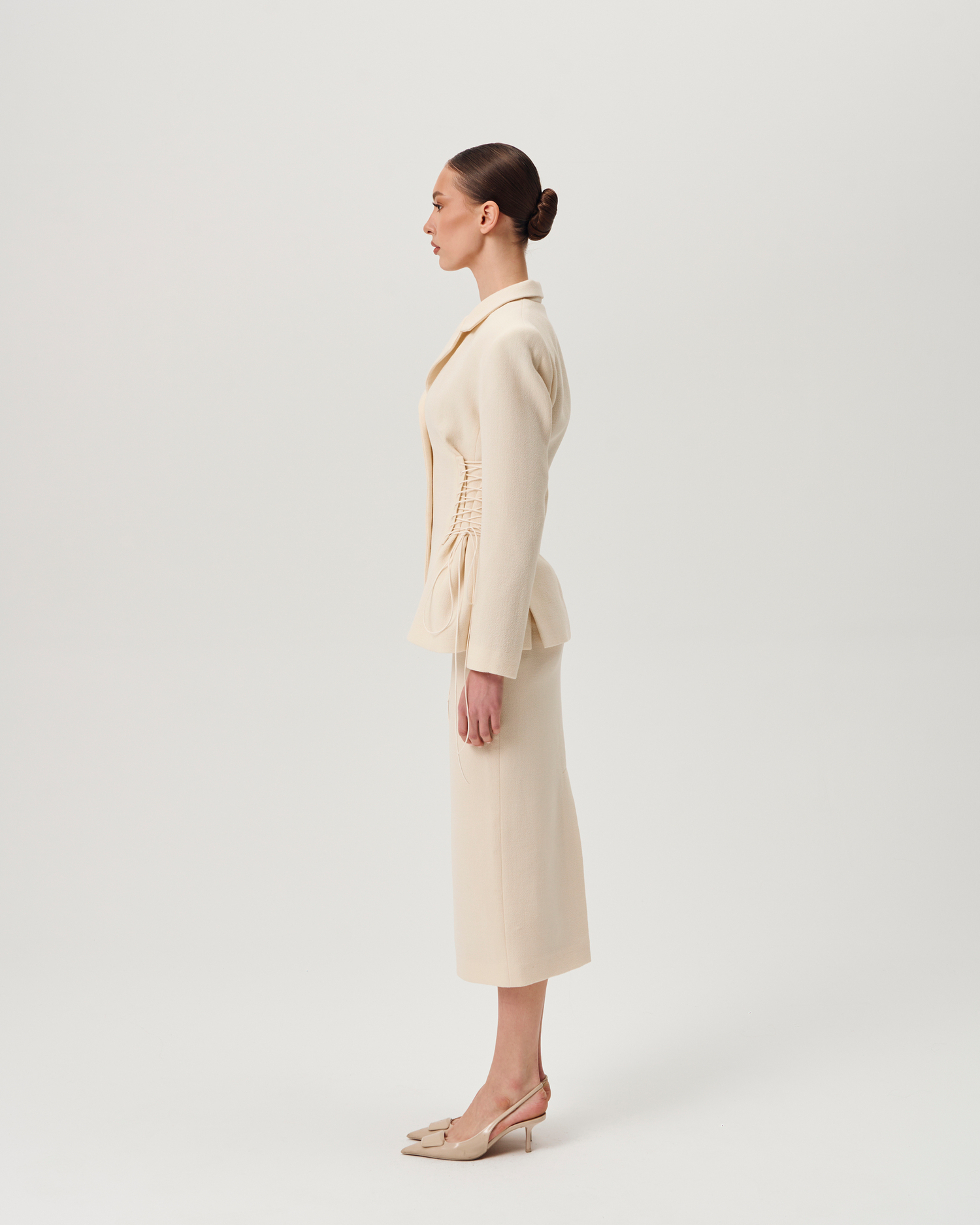 Жакет Croix  (круа) белый завязки на талии