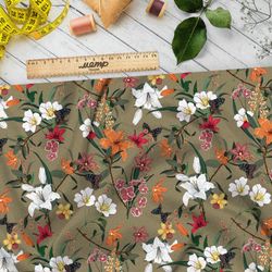 Ткань шелк Армани орнамент цветов