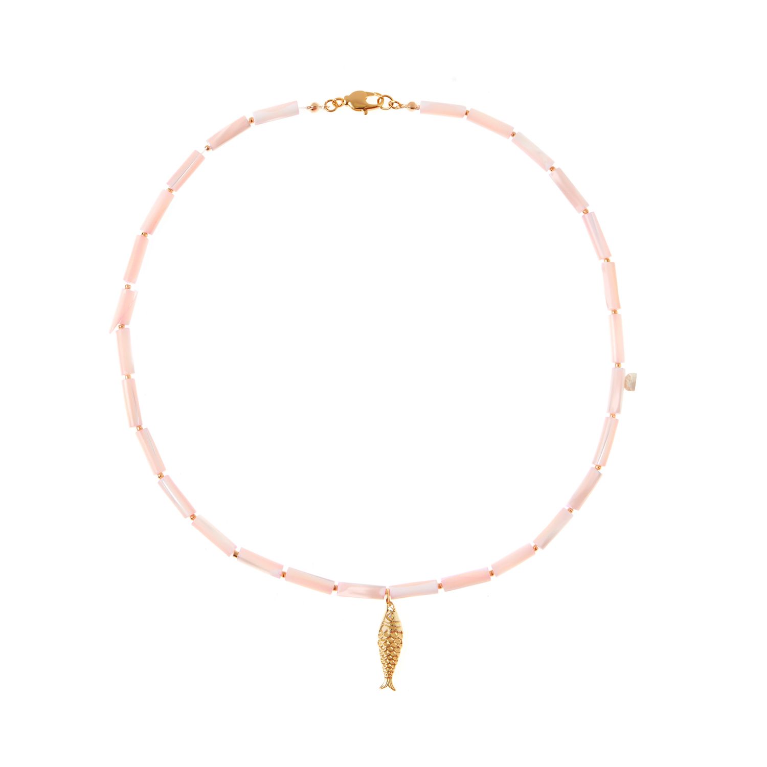 Колье Gold Fish Tube Necklace - Pink