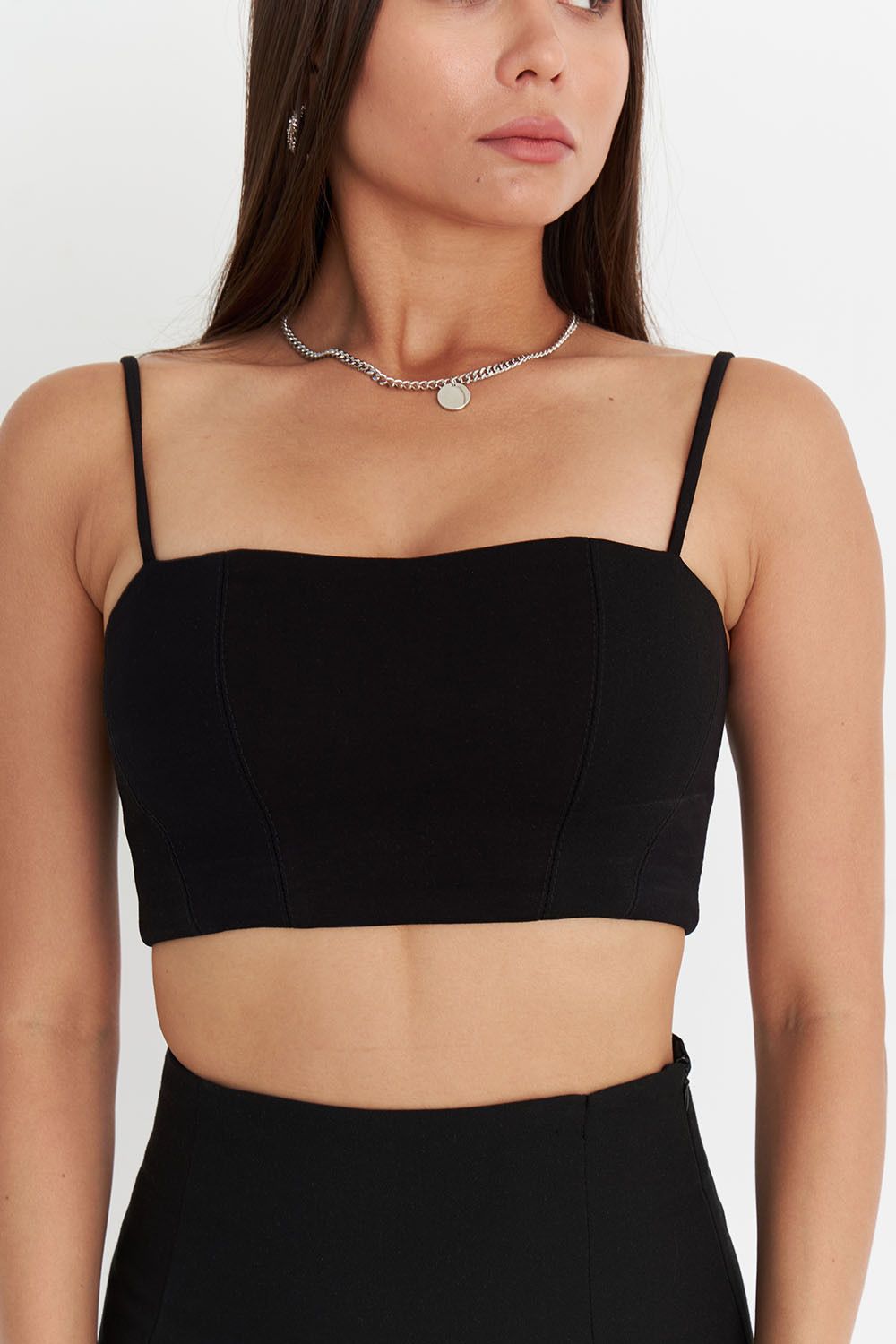 Короткий топ из джерси черного цвета