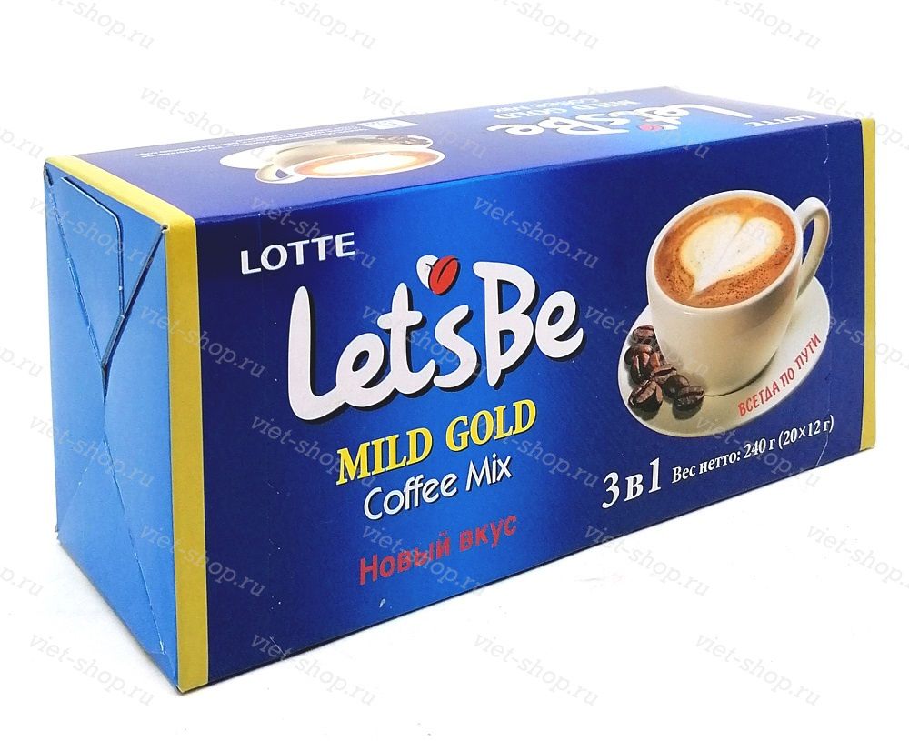 Растворимый кофе Let&#39;s Be Mild Gold Coffee Mix, Lotte, Корея, 20 пак.
