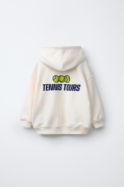 ZARA ХУДИ С НАДПИСЬЮ, ЖЕЛТОВАТО-БЕЛЫЙ