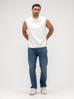 Майка мужская хлопковая на широких лямках. Белая