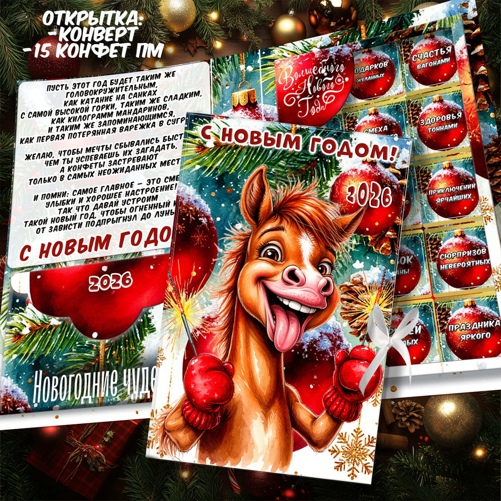 Новогодние предсказания,Шокобокс , набор 15 конфет+1мини плитка шоколада