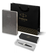 Подарочный набор: Шариковая ручка Parker Jotter Essential, Satin Black CT и Ежедневник  недатированный, серый