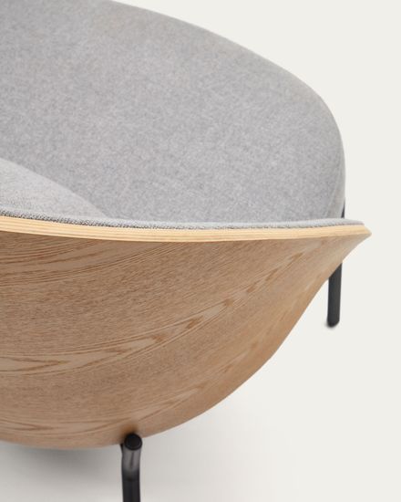 Кресло Eamy светло-серое из шпона ясеня с натуральной отделкой Испания La Forma