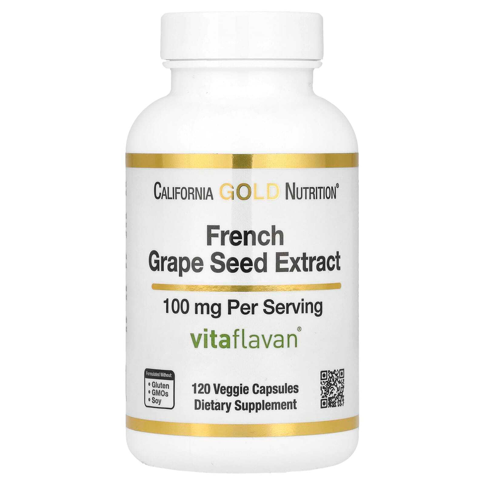 California Gold Nutrition, экстракт косточек французского винограда, Vitaflavan®, 100 мг, 120 растительных капсул
