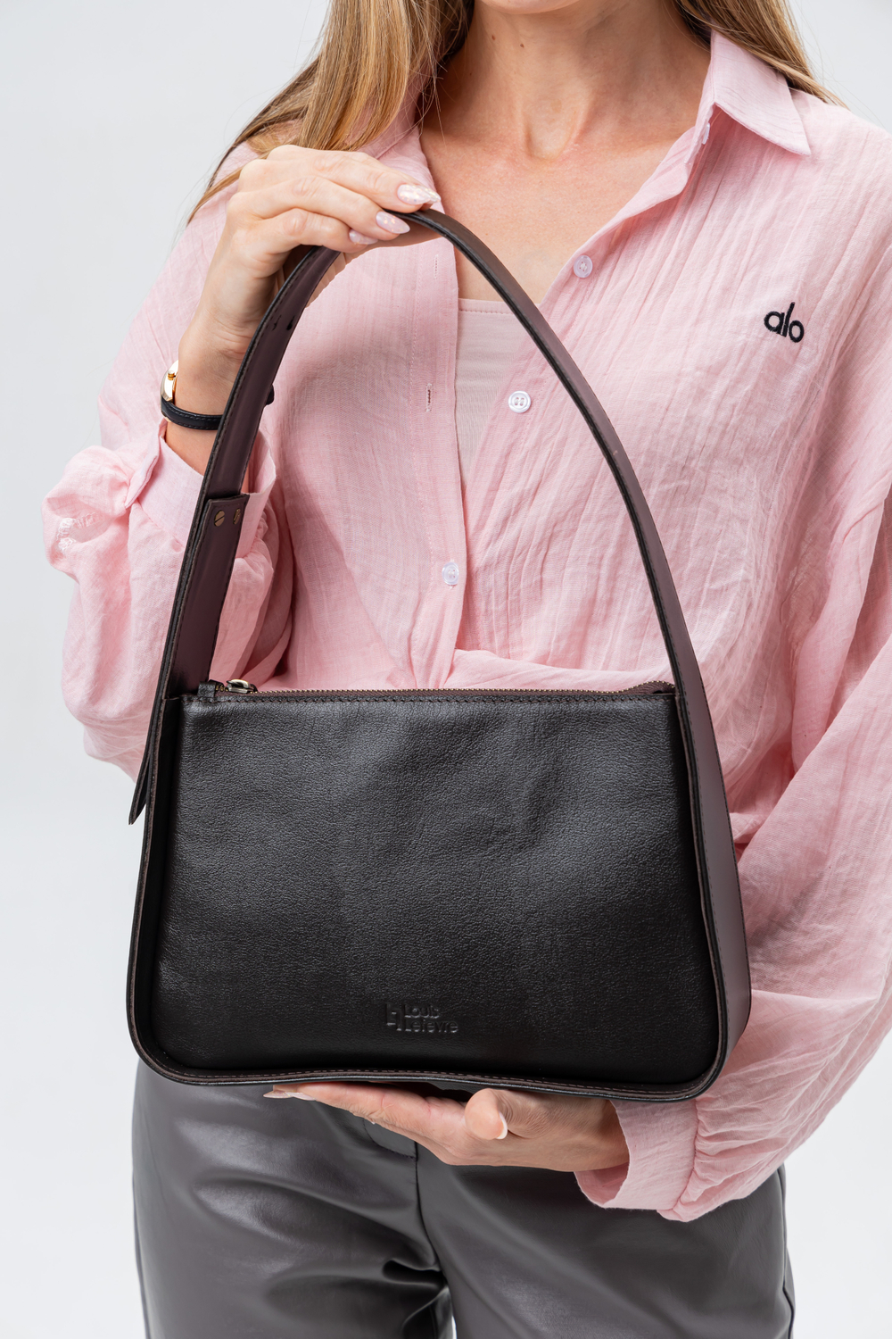 Louis Lefevre Сумка женская натуральная кожа через плечо багет коричневая