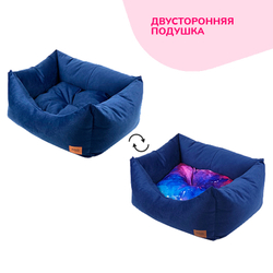 Лежанка ZOOEXPRESS "Космос" пухлик, синяя - 55х40х23 см