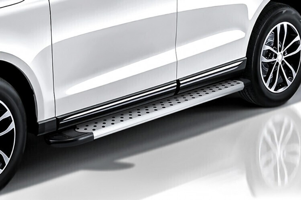 Пороги алюминиевые Zotye Coupa (2013-2022) Standart серебристые