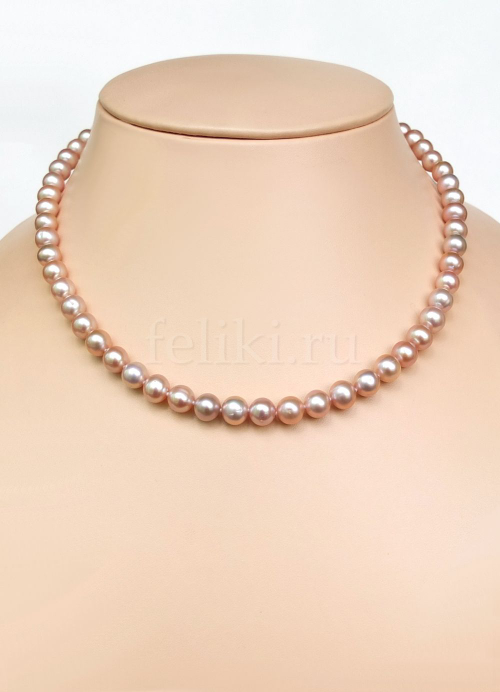 бусы из розового жемчуга 7 мм