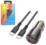 Автомобильный адаптер питания BOROFONE BZ20A PD 65W +QC3.0 + кабель Type-C - Type-C (черный)