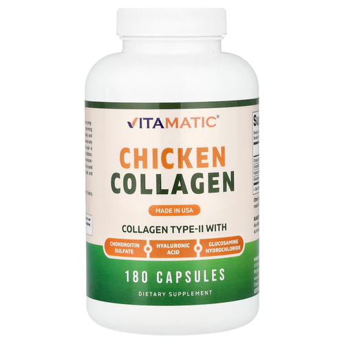 Vitamatic, куриный коллаген, 180 капсул